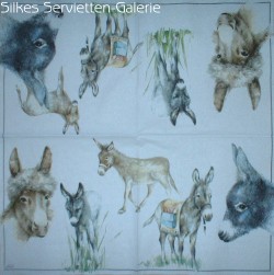 Servietten mit  Eseln in Silkes Servietten-Galerie