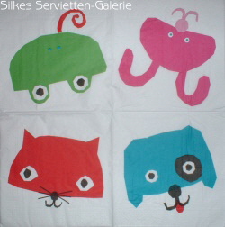 Servietten mit Katzen und anderen Tieren in Silkes Servietten-Galerie